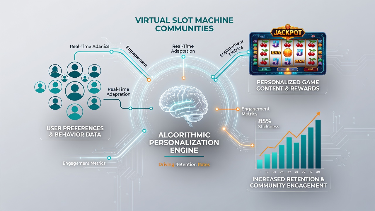 Data visualization dashboard displaying retention rate improvements and player segmentation results from algorithmic personalization in online slot communities