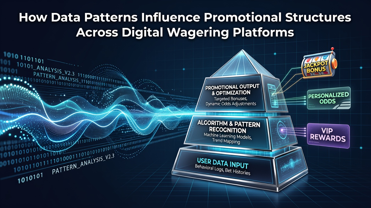 Visualization of user data patterns flowing into promotional structures on digital wagering dashboards