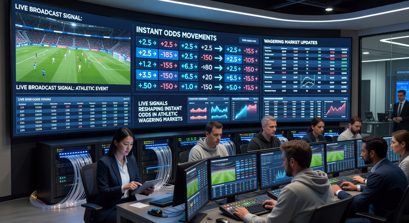 Live broadcast signals transmitting real-time athletic data to wagering platforms during a major sporting event