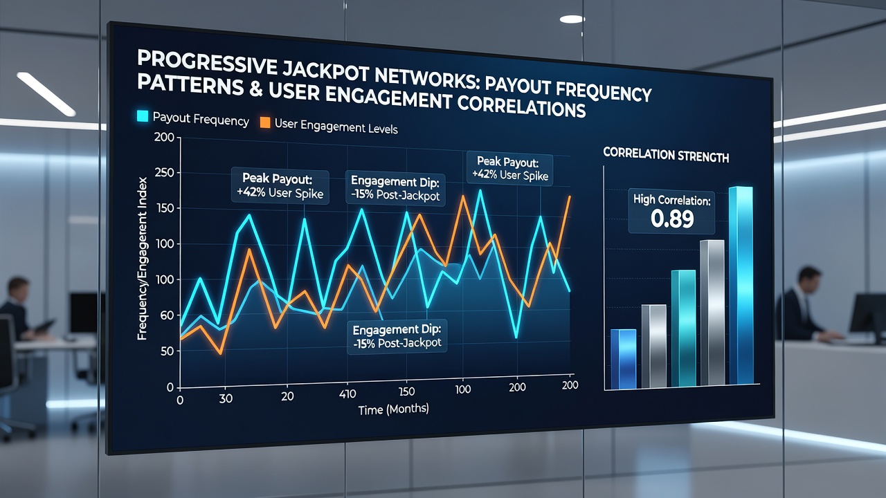 Chart illustrating correlation between progressive jackpot payouts and user session metrics over several months